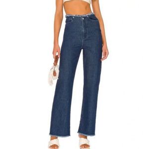 WeWoreWhat Wide Leg Raw Hem High Rise Jeans Size 30 Clean Girl Casual Classic